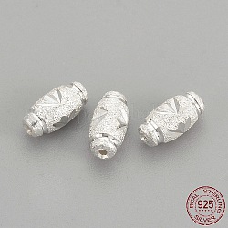925 perline in argento sterling, texture, ovale, argento, 6x3mm, Foro: 0.5 mm