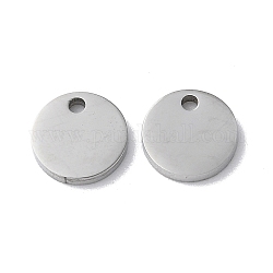304 Stainless Steel Charms, Stamping Blank Tag, Flat Round Charm, Stainless Steel Color, 8x1.3mm, Hole: 1.2mm