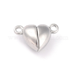 Cierres magnéticos de aleación con bucles, corazón, Platino, 15x9.5x6mm, agujero: 1.5 mm