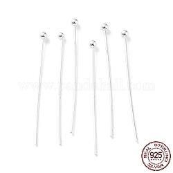 925 Sterling Silver Ball Head Pins, Silver, 24 Gauge, 25x0.5mm, Head: 1.5mm