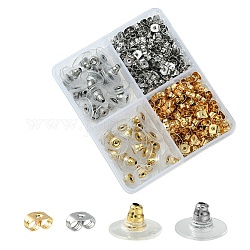 340Pcs 4 Style 304 Stainless Steel Friction Ear Nuts & Bullet Clutch Earring Backs Sets, Ear Locking Earring Backs for Post Stud Earrings, Golden & Stainless Steel Color, 6~11x4~6x3~3.5mm, Hole: 0.7~1mm