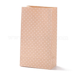 Прямоугольные крафт-бумажные мешки, никто не обрабатывает, подарочные пакеты, полька точка рисунок, деревесиные, 13x8x24 см