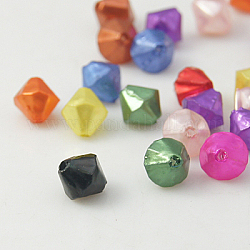 Mixed Acrylic Pearl Beads Bicone Beads, 7x7mm, Hole: 1mm