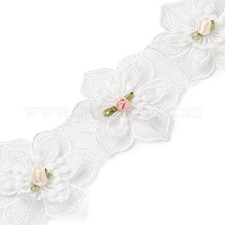 花オーガンジーリボン  服飾材料  ホワイト  3-1/8インチ（78mm）