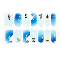 Full Cover Nombre Nagelsticker, selbstklebend, für Nagelspitzen Dekorationen, Verdeck blau, 24x8 mm, 14pcs / Blatt