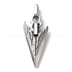 Ion Plating(IP) 304 Stainless Steel Pendants, Spearhead Arrow Weapon Charm, Antique Silver, 49x18.5x4.3mm, Hole: 5x6mm