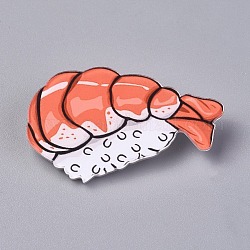 Acrylic Badges Brooch Pins, Cute Lapel Pin, for Clothing Bags Jackets Accessory DIY Crafts, Sushi, Salmon, 28x46x8.5mm, Pin: 0.8mm