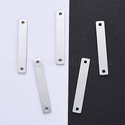 Conectores de enlaces de acero inoxidable 304, pulido manual, sellado de etiquetas en blanco, Rectángulo, color acero inoxidable, 38x6x1.8mm, agujero: 1.8 mm