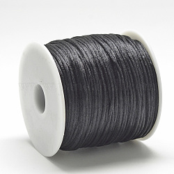 Filo nylon, cordoncino di raso rattail, nero, circa 1mm, circa 76.55 iarde (70 m)/rotolo