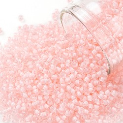 Toho runde Saatperlen, japanische Saatperlen, (967) Innenfarbe Kristall / Neon Rosaline gefüttert, 11/0, 2.2 mm, Bohrung: 0.8 mm, ca. 5555 Stk. / 50 g
