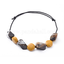 Collane con bretelle regolabili, con perle acriliche e corde di poliestere cerate coreane, marrone noce di cocco, 18.8 pollice ~ 24.4 pollici (48~62 cm)