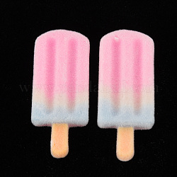 Flocky Resin Beads, Half Drilled Beads, Ice Cream, Hot Pink, 37.5x15.5x5.5mm, Hole: 1.2mm