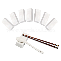 Baguettes en porcelaine reste dîner cuillère support couteau fourchette support, rectangle, blanc, 74x30.5x17mm