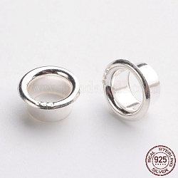 925 Sterling Silver European Cores, Silver, 7x3.5mm, Hole: 5mm