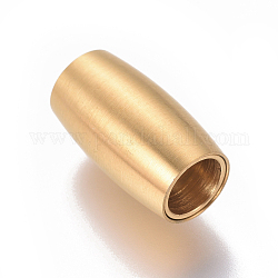304 cierres magnéticos de acero inoxidable con extremos para pegar, revestimiento de iones (ip), mate, oval, dorado, 14x8mm, agujero: 5 mm
