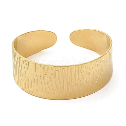 Placage ionique (ip) 304 bracelets de manchette texturés en acier inoxydable pour femmes, véritable 18k plaqué or, diamètre intérieur: 2-1/8 pouce (5.5 cm)