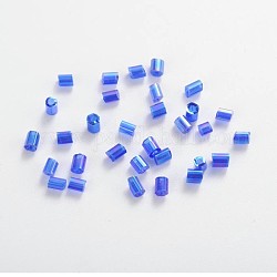 11/0 zwei geschnittenen Glasperlen, Hexagon, transparenten Farben Regenbogen, Blau, ca. 2 mm lang, 2 mm breit, Bohrung: 0.5 mm, ca. 37500 Stk. / Pfund