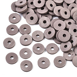 Handmade Polymer Clay Beads, for DIY Jewelry Crafts Supplies, Disc/Flat Round, Heishi Beads, Rosy Brown, 4x1mm, Hole: 1mm, about 55000pcs/1000g