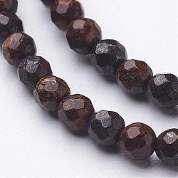 Bronzite naturel brins de perles, facetté (64 facettes), ronde, 4~4.5mm, Trou: 0.5mm, Environ 88~98 pcs/chapelet, 14.5~15.1 pouce (370~385 mm)
