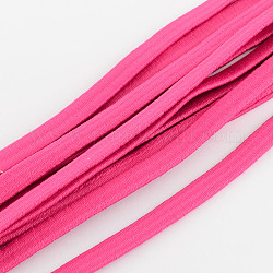 Elastic Cord, with Fibre Outside and Rubber Inside, Deep Pink, 9mm, about 76.55 yards(70m)/bundle