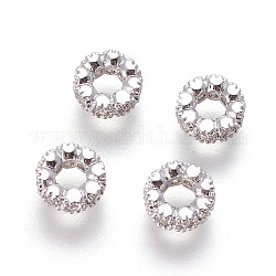 Perles de zircone cubique micro pave en Laiton, anneau, clair, platine, 6~6.5x2.5mm, Trou: 3mm
