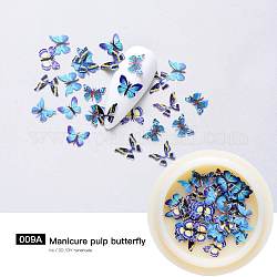 Cabochon di carta, decorazioni per unghie, farfalla realistica, cielo blu profondo, 4~8x5~10x0.1mm, circa 50 pc / scatola