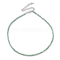 Collana di perline di vetro, con chiusure in lega, verde, 16.10 pollice (40.9 cm)