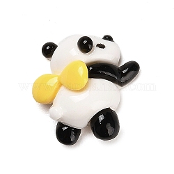 Cabochons animaux en résine opaque, joli panda avec nœud papillon, noir, 17x17x8mm