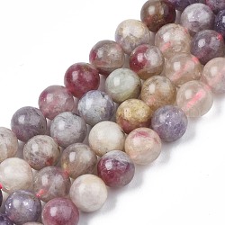 Hebras de perlas de turmalina roja púrpura natural, redondo, 8mm, agujero: 1 mm, aproximamente 50 pcs / cadena, 15.47 pulgada (39.3 cm)