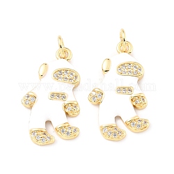 Brass Micro Pave Clear Cubic Zirconia Pendants, with Enamel and Jump Ring Long-Lasting Plated, Astronaut, Real 18K Gold Plated, 23x13x2mm, Jump Ring: 5x0.8xmm, 3.4mm Inner Diameter