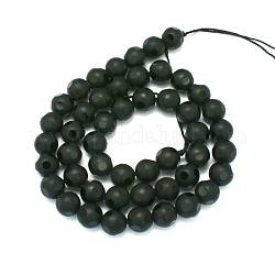 Fili di perline rotonde in onice nero naturale, sfaccettato e glassato, 8mm, Foro: 1 mm, circa 50pcs/filo, 15.74 pollice