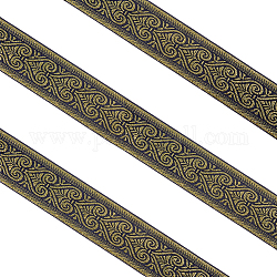 Stickerei Polyester Bänder, Jacquardband, Bekleidungszubehör, Blumenmuster, golden, 2 Zoll (50 mm), 7 m / Bündel