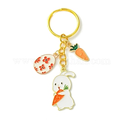 Porte-clés pendentif en alliage d'émail, œuf de pâques, lapin et carotte, avec porte-clés fendus, tomate, 8.4 cm