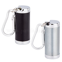 UNICRAFTALE 2Pcs 2 Colors Portable Ashtray with Lid Capsule Mini Ashtray Zinc Alloy Pocket Ashtray 113mm Long Column Outdoor Ashtray with Climbing Carabiner for Outdoor Picnic Car Travelling