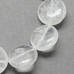 Flat Round Gemstone Natural Quartz Crystal Beads Strands, Rock Crystal Beads, Clear, 14x6mm, Hole: 1mm, about 28pcs/strand, 15.3 inch