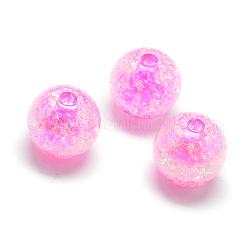 Perles acryliques craquelées, couleur ab, couleur à l'intérieur , ronde, violette, 16mm, Trou: 4mm, environ 225 pcs/500 g