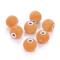 Perles en résine, avec des noyaux en alliage plastifié, ronde, orange foncé, 16x15mm, Trou: 3mm