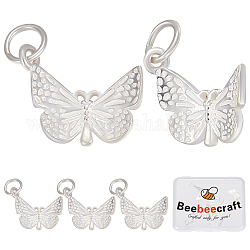 Beebeecraft 5 piezas 925 colgantes de plata esterlina, con 925 sello, con anillo de salto, charms de la mariposa, plata, 16x12x2mm, agujero: 4 mm