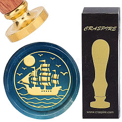 CRASPIRE Ship Wax Seal Stamp Sea Sail Boat 25mm Vintage Sealing Wax Stamps Removable Brass Head with Wooden Handle for Wedding Christmas New Year Envelopes Invitations Gift Packing