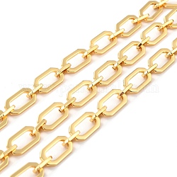 Brass Link Chains, Long-Lasting Plated, Unwelded, Rectangle & Polygon, with Spool, Cadmium Free & Nickel Free & Lead Free, Real 18K Gold Plated, Link: 10x5.5x1.5mm, 16.5x9x1.5mm