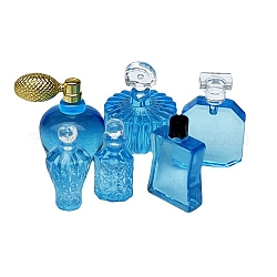 Modelo de mini botella de perfume de plástico, Accesorios de decoración para casas de muñecas en miniatura., el cielo azul, 20mm, 6 PC / sistema