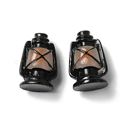 Resin Mini Lantern Ornament, for Home Office Desktop Decoration, Black, 24x16x15mm