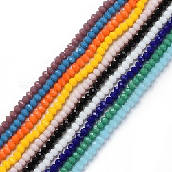 Стеклянные бусы граненые рондель, разноцветные, 3.5x2.5~3 мм, отверстие : 0.8 мм, около 125~128 шт / нитка, 13.7~14.1 дюйм (35~36 см)