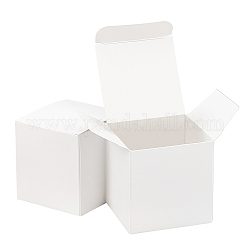Benecreat 50pack boîtes-cadeaux blanches boîtes en papier pour fabriquer des boîtes à cupcakes 2.75x2.75x2.75 pouces avec couvercles pour emballage cadeau, anniversaire, décoration de mariage et de fête