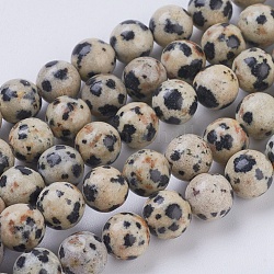 Natur Dalmatiner Jaspis Perlen Stränge, Runde, 6 mm, Bohrung: 1 mm, ca. 29 Stk. / Strang, 7.6 Zoll