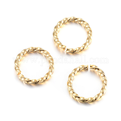 304 anelli di salto in acciaio inox, anelli di salto aperti, ritorto, vero placcato oro 24k, 16 gauge, 10x1.3mm, diametro interno: 8mm