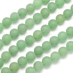 Dépoli rondes vertes naturelles perles aventurine brins, 6mm, Trou: 1mm, Environ 65 pcs/chapelet, 15.3 pouce