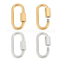 Unicraftale 4Pcs 2 Colors 304 Stainless Steel Screw Carabiner Lock Charms, Oval Keychain Clasps for Necklaces Making, Golden & Stainless Steel Color, 21x11x4mm, Screw: 7x4mm, 2pcs/color