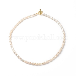 Grade un collier de perles de riz de perles naturelles pour les femmes, fumée blanche, 16.54 pouce (42 cm)