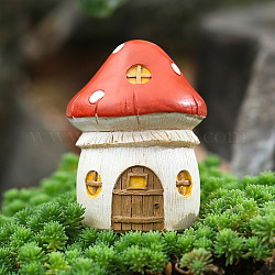 Pilzhausfiguren aus Harz präsentieren Dekorationen, Mikro-Landschaftsgartendekoration, braun, 57x74 mm